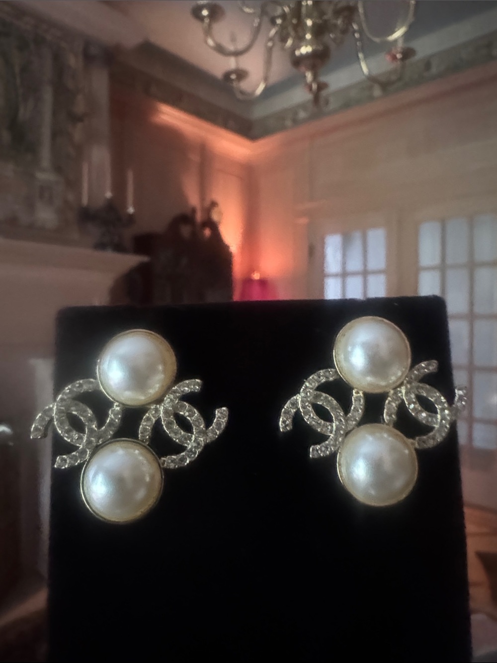 Earrings silver tone flex Pearls